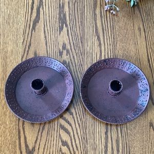 Pair of tin candle holders